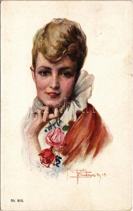 1921 Hölgy. Magyar Művészet Rotophot, Végh G. kiadása / Lady. Ungarische Kunst Nr. 818. s: Rudolf Fuchs