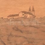 Jelzés nélkül: Kaposvár. Intarzia kép keretben, kopásnyomokkal, 11x15cm - Image 2