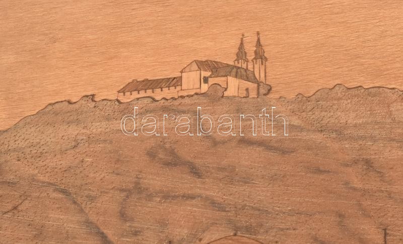 Jelzés nélkül: Kaposvár. Intarzia kép keretben, kopásnyomokkal, 11x15cm - Image 2