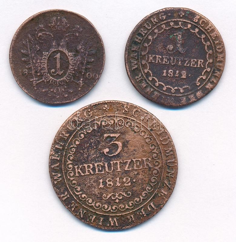 1800B 1kr 'I. Ferenc' + 1812E 1kr 'I. Ferenc' + 1812B 3kr 'I. Ferenc' T:3 - Image 2