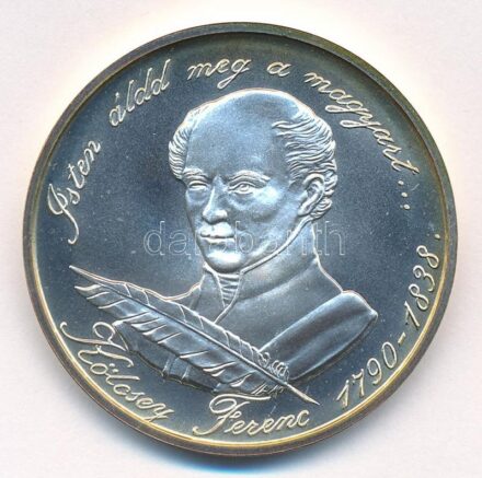 1990. 500Ft Ag 'Kölcsey Ferenc' T:BU patina Adamo EM116