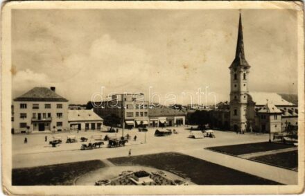 Érsekújvár, Nové Zámky; tér, üzletek / square, shops (fa)
