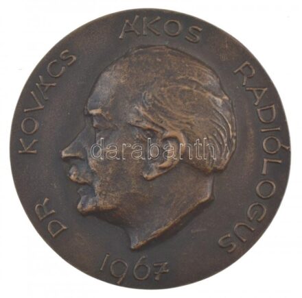 Reményi József (1887-1977) 1967. 'Dr. Kovács Ákos radiológus 1967 / UMBRA SUMUS' kétoldalas bronz emlékérem (85mm) T:1-