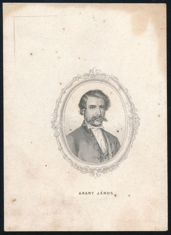 Arany János 3 portréja, 2 db heliogravűr és 1 db metszet, foltosak, 20x13 cm és 13x9 cm közötti méretben - Image 2