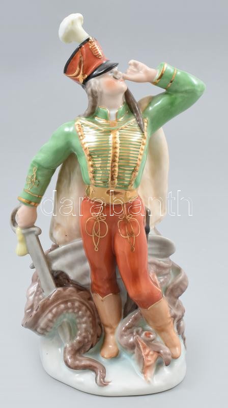 Herendi János vitéz, kézzel festett, jelzett, hibátlan, m:22 cm Tervező: Maugsch Gyula