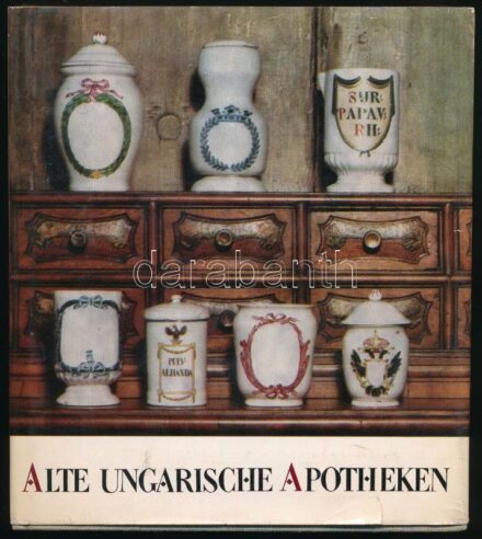 Nékám Lívia: Alte ungarische Apotheken. Bp., 1969, Corvina. Fekete-fehér és színes fotókkal illusztrálva. Német nyelven. Kiadói egészvászon-kötés, kissé szakadt kiadói papír védőborítóban.