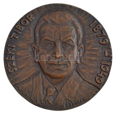 Renner Kálmán (1927-1994) DN 'Széki Tibor 187-1949 / A szerveskémia és a gyógyszerészi kémia professzora - Kolozsvár Szeged Budapest' kétoldalas, öntött bronz plakett (91mm) T:1-