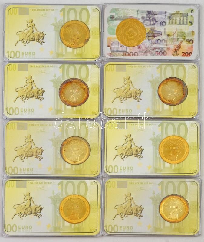 7db-os aranyozott 'EUROPA' emlékérem-tétel multicolor rátéttel, mindegyik műanyag tokban, a nemzeti valuták Euróra történő átváltási számával + Németország DN 'Abschied einer währung / Clara Schumann - Deutschland 1989-2001 - - Image 2