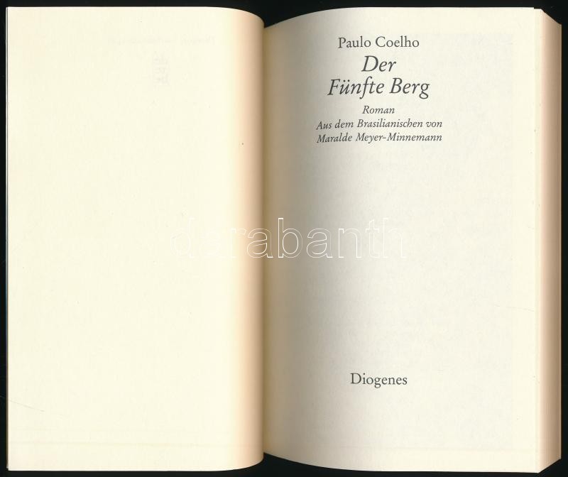 Paolo Coelho: Der Fünfte Berg. Zürich, 1998, Diogenes. Német nyelven. Kiadói papírkötés - Image 2