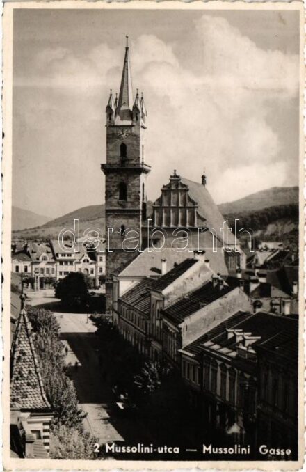 Beszterce, Bistritz, Bistrita; Mussolini utca / street view