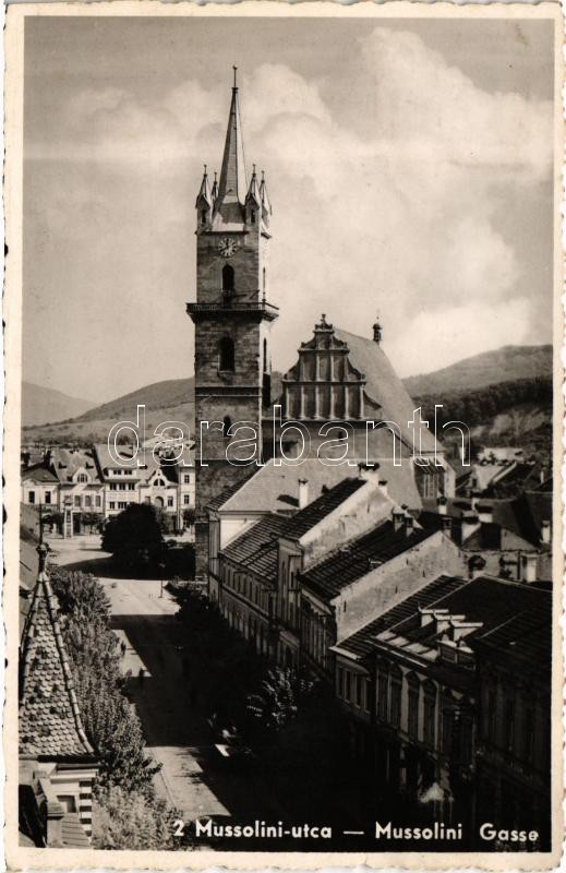 Beszterce, Bistritz, Bistrita; Mussolini utca / street view