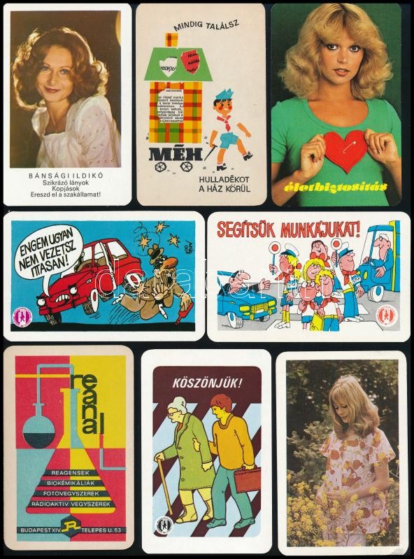 cca 1970-1980 vegyes Kártyanaptár tétel.