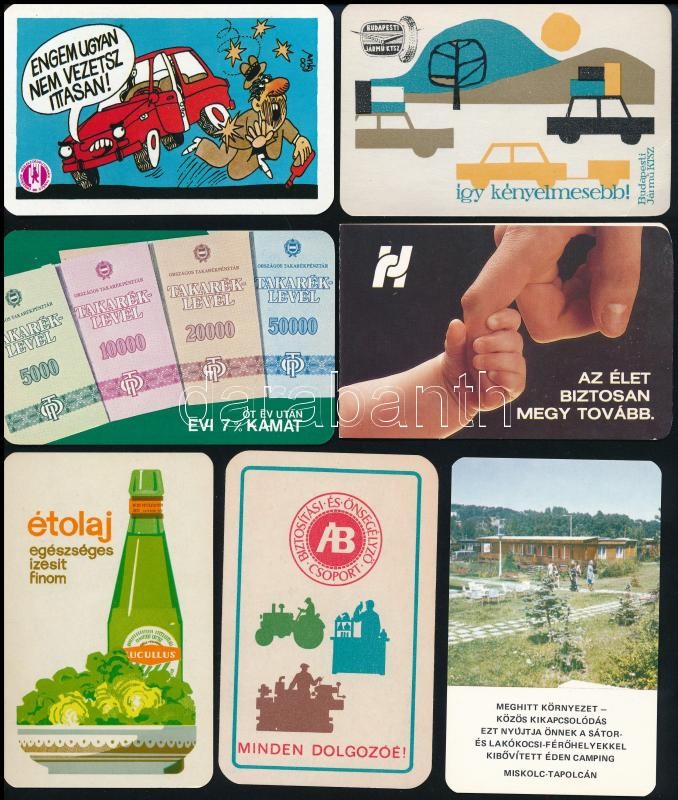 cca 1970-1980 vegyes Kártyanaptár tétel.