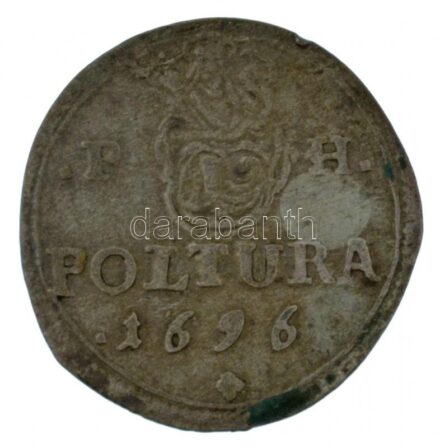 1696. Poltura Ag 'I. Lipót' (1,14g) T:2 patina, kis ph Hungary 1696. Poltura Ag 'Leopold I' (1,14g) C:XF patina, small edge error Huszár: 1483., Unger II.: 1094.a