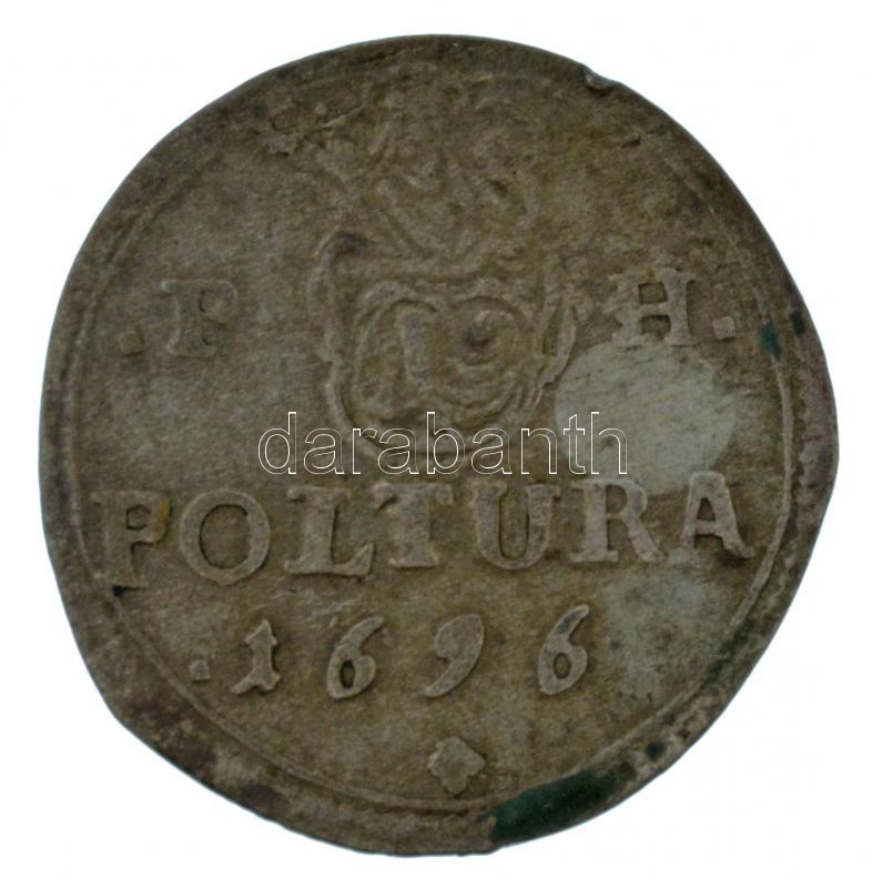 1696. Poltura Ag 'I. Lipót' (1,14g) T:2 patina, kis ph Hungary 1696. Poltura Ag 'Leopold I' (1,14g) C:XF patina, small edge error Huszár: 1483., Unger II.: 1094.a