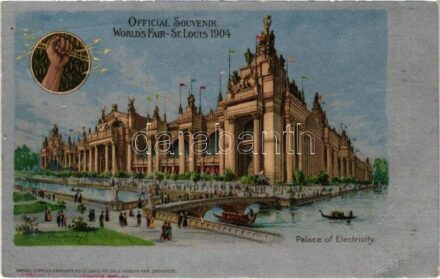 1904 Saint Louis, St. Louis; World's Fair. Palace of Electricity. Art Nouveau, silver postcard litho s: Wunderlich (Rb)