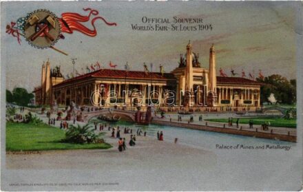 1904 Saint Louis, St. Louis; World's Fair. Palace of Mines and Metallurgy. Art Nouveau, silver postcard litho s: Wunderlich (EK)
