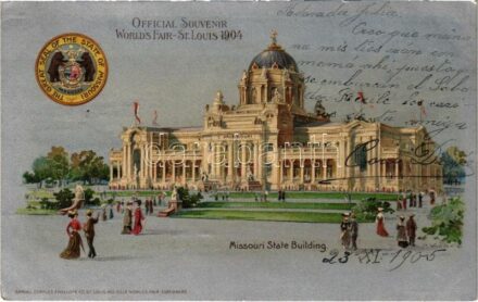 1904 Saint Louis, St. Louis; World's Fair. Missouri State Building. Art Nouveau, silver postcard litho s: Wunderlich