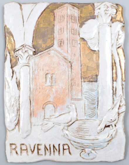Walter Bartoli ( - ): Ravenna. Kerámia falikép. Jelzett, Hibátlan, 34x26cm