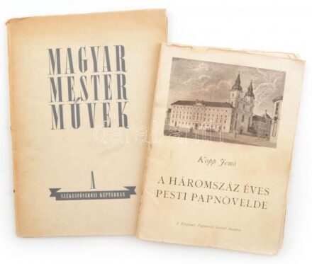 Kopp Jenő 2 műve: A háromszáz éves pesti papnövelde. Bp., 1948, Központi Papnevelő Intézet, 35 p. + LXXII t. Egészoldalas fekete-fehér képekkel illusztrált. Kiadói papírkötés, sérült borítóval, szétváló fűzéssel. + Magyar