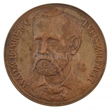 Lapis András (1942-) 1983. 'Madách Imre 160 éve született / Az ember tragédiája - Az ősbemutató centenáriuma MCMLXXXIII (1983)' kétoldalas, öntött bronz emlékérem (85mm) T:1-