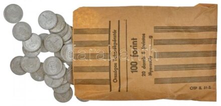 1941-1944. 1P Al (100db) 'Országos Takarékbank - 100 Forint, 20 darab 5 Forintos' papírzacskóban, a zacskó bélyegzés nélkül T:vegyes oxidáció, porózus Adamo P6.1