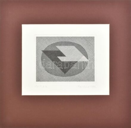Anna Maria Maiolino (1942-): Geometria (cím nélkül). Rézkarc, papír, jelzett. Paszpartuban. 12,5×16 cm.