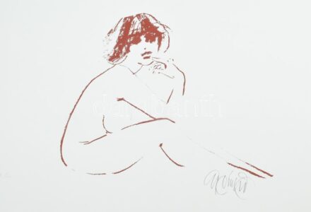 Gyémánt László (1935-): Női akt. Szitanyomat, papír, jelzett, művészpéldány E.A./Ex. jelzéssel. Lapméret: 49x65 cm. Pályafutását a Csernus Tibor által kezdeményezett Magyar Szürrealisták csoportjában kezdte. Az 1960-as évek