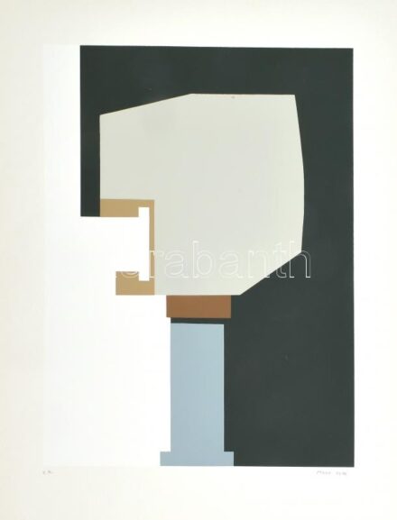 Mark (Márkus), Anna (1928-): Geometrikus kompozíció. Szitanyomat, papír, jelzett, művészpéldány E.A. jelzéssel. 45×34 cm. 1964-től rendszeresen voltak egyéni kiállításai Párizsban. 1976-ban Amerikában (Sisti Gallery, Buffalo),