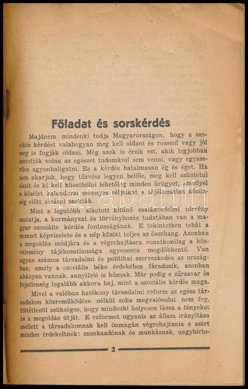 Varga László: Szociális reform és hivatásrendiség. Nemzeti Könyvtár 40-41. Bp., 1941., Stádium. Kiadói papírkötés, kissé kopott borítóval, javított kötéssel, kissé sérült címlappal. - Image 2