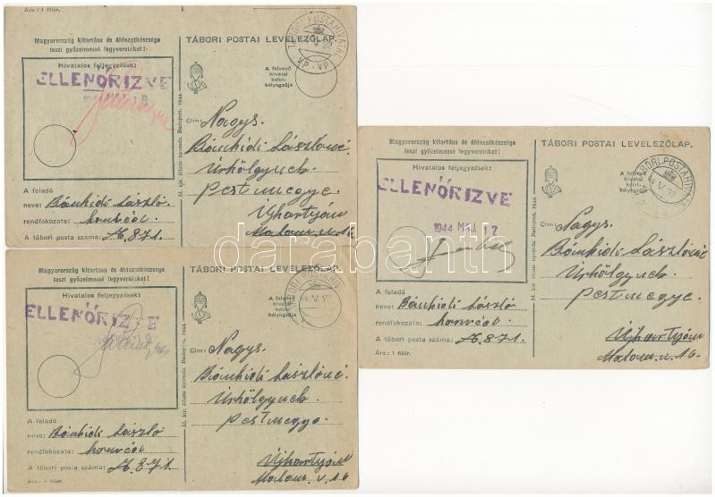 6 db RÉGI katonai tábori posta képeslap (1915, 1917, 1944) / 6 pre-1945 WWI and WWII military field posts - Image 3