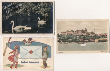 6 db RÉGI magyar városképes leporello vegyes minőségben: Budapest, Diósgyőr, Debrecen, Görömböly-Tapolca