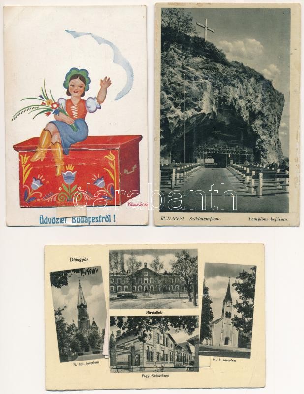 6 db RÉGI magyar városképes leporello vegyes minőségben: Budapest, Diósgyőr, Debrecen, Görömböly-Tapolca - Image 2