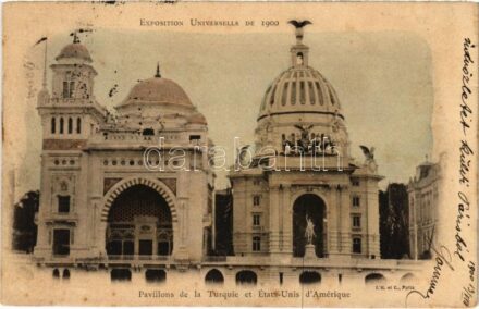 1900 Paris, Exposition Universelle de 1900. Pavilions de la Turquie et États-Unis d'Amérique / pavilions of Turkey and the United States of America at the Paris World's Fair (fl)