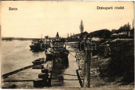 Barcs, Dráva parti részlet, rakparti iparvasút, DDSG hajók