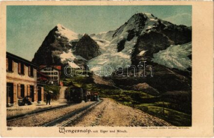 Wengernalp mit Eiger und Mönch, Bahnhof / railway station, train (fa)