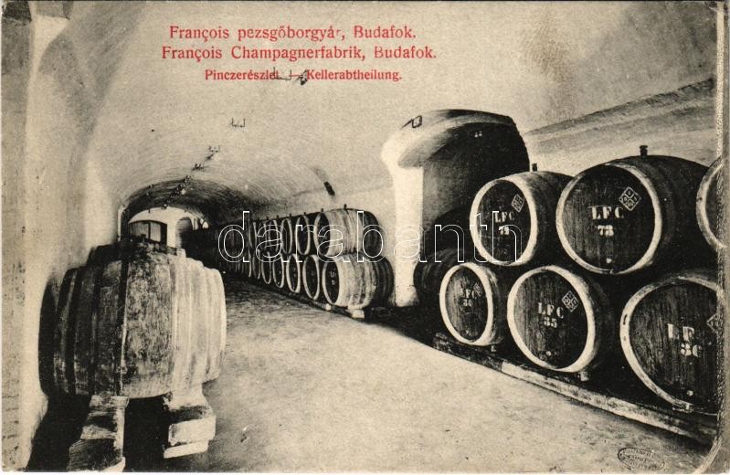 Budapest XXII. Budafok, Francois pezsgőborgyár, pince részlet, belső. Hollenzer és Okos fényk. (EB)