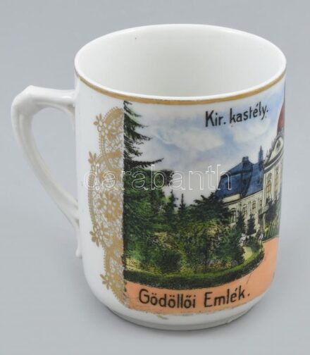 Gödöllői emlék bögre, jelzés nélkül, kopott, 10 cm