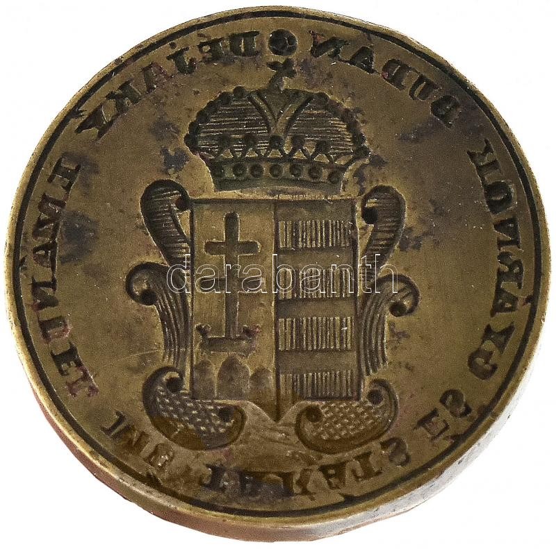 'Déjáky Emánuel mű takáts és gyárnok Budán'. Feliratos, magyar címeres pecsétnyomó. XIX. sz. eleje. d: 34 mm, m: 8 cm - Image 2
