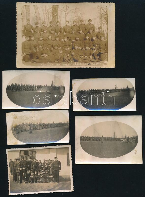 cca 1910-1943 6 db vegyes katonai fotó Örkény tábor 4x6 - 9x15 cm