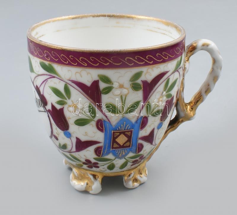 Aranka feliratos, szecessziós teáscsésze, kopott, jelzés nélkül, m: 8cm