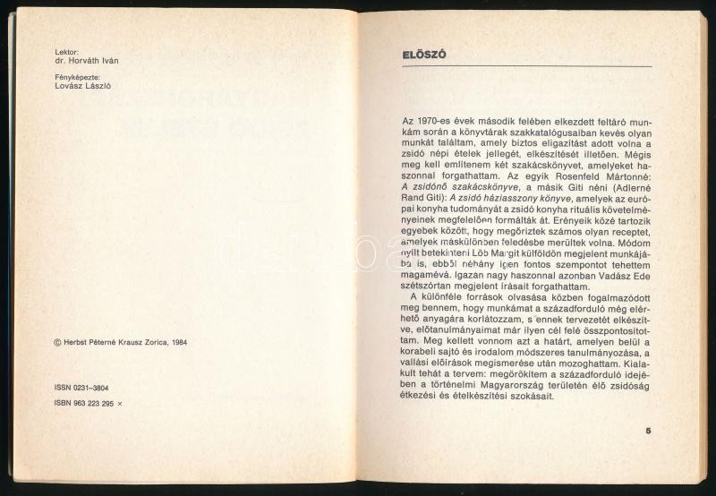 Herbst Péterné Krausz Zorica: Magyarországi zsidó ételek. Bp., 1984, Minerva. Kiadói papírkötés. - Image 2