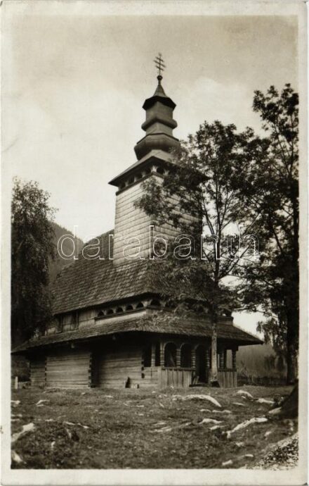 Podkarpatska Rus, Dreveny kostelik v Bystre / Kárpátaljai görögkeleti fatemplom / Transcarpathian Ruthenian orthodox wooden church. Ignaz Ausländer