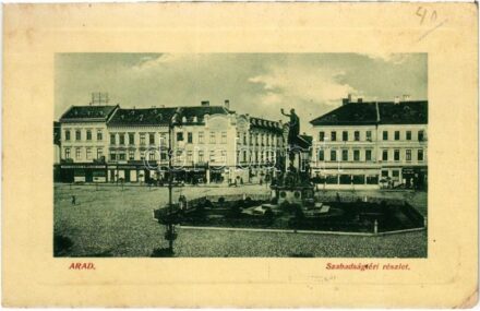 1912 Arad, Szabadság tér, Domán Sándor, Winternitz Jenő, Rothstein Mór, Pohm János üzlete, Pölzl kávéház, Fogorvosi műterem. W. L. Bp. 232. Mandl Ignác kiadása / square, shops, café, dentistry (EK)