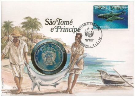 Sao Tomé és Principe 1996. 1000D Cu-Ni 'Atlantai Olimpia 1996 - Box' forgalomba nem került emlékkiadás felbélyegzett borítékban, bélyegzéssel, német nyelvű leírással T:PP patina Sao Tomé és Principe 1996. 1000 Dobras Cu-Ni 'Atlanta