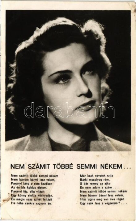 Nem számít többé semmi nékem... Karády Katalin dala a 'Csalódás' című Palatinus filmben. De Fries Károly zenéje, Kovách Kálmán verse (fl)
