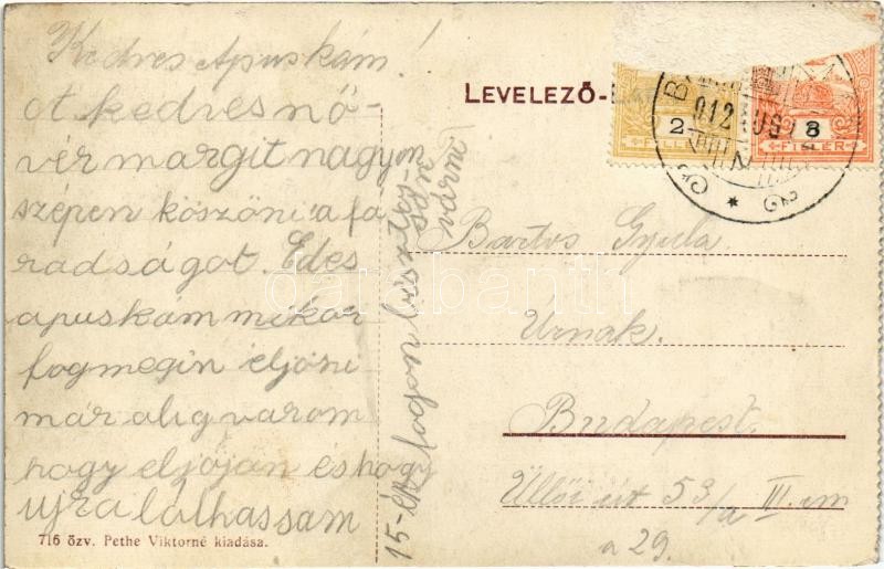 1912 Balatonalmádi, Terike nyaraló, villa, szőlőskert. özv. Pethe Viktorné kiadása 716. (Rb) - Image 2