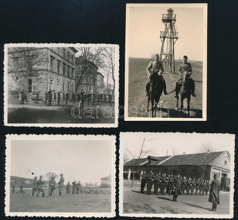 cca 1940 Horthy kor katonák a laktanyában 4 db 6x9 cm-es