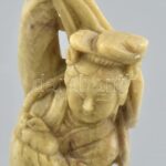 Kínai női figura, faragott zsírkő, kopásnyomokkal, jelzés nélkül, m: 15,5cm - Image 2