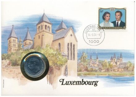 Luxemburg 1980. 5Fr felbélyegzett borítékban, bélyegzéssel, német nyelvű leírással T:1 Luxembourg 1980. 5 Francs in envelope with stamp and cancellation, with German description C:UNC